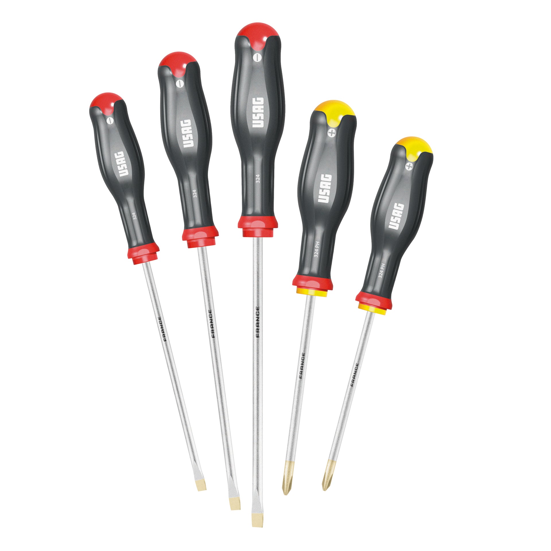 324 SH5 - Serie di 5 giraviti per viti con intaglio e impronta a croce phillips® - Usag - U03240645 324 SH5 - Serie di 5 giraviti per viti con intaglio e impronta a croce phillips® - Usag - U03240645